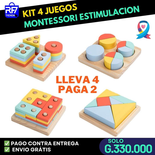 Set De 4 Juegos Montessori Estimulación